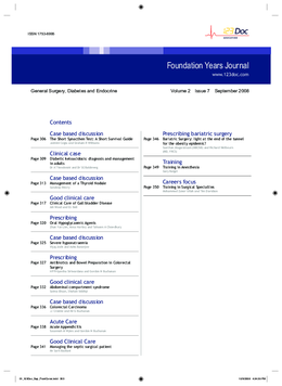 Foundation Years Journal, volume 2, issue 7: General Surgery, Diabetes and Endocrine